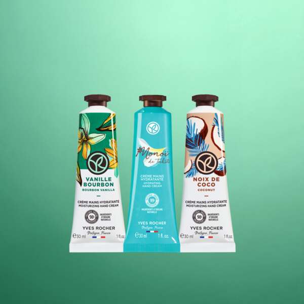 Yves Rocher - Kit 3 Cremas de manos Try & Love Coco, Vainilla y Monoi