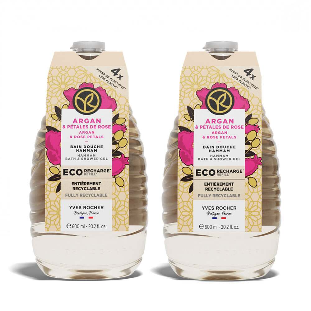 Yves Rocher - Kit de 2 Eco-Recargas Argán & Pétalos de Rosa